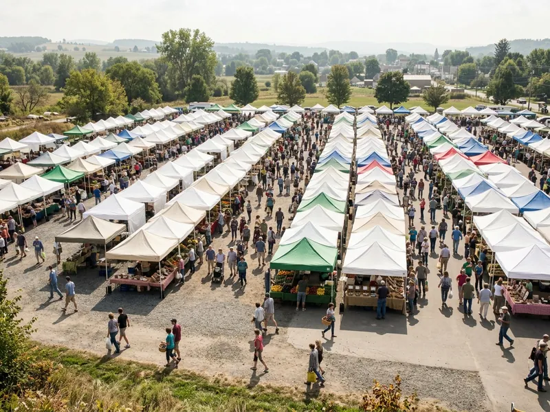 AI-generated illustration of a market. Not a photograph of Yankee Farmers Market.