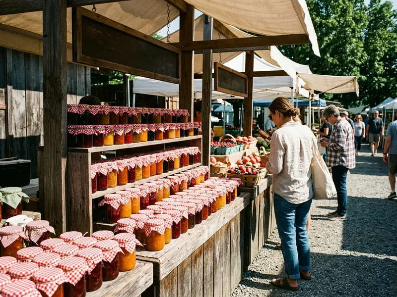 AI-generated illustration of a market. Not a photograph of Meridian Township Farmers' Market.