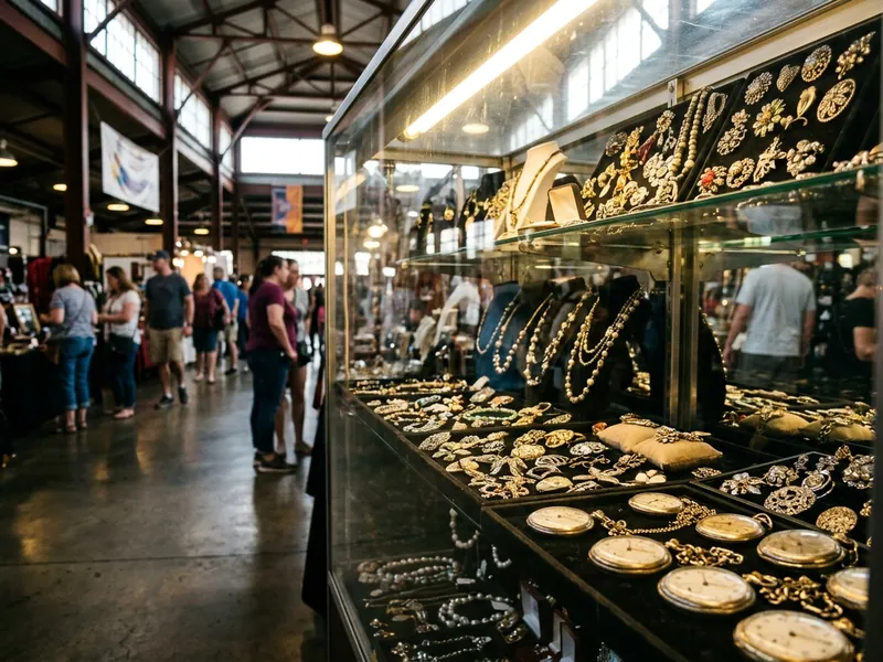 AI-generated illustration of a market. Not a photograph of Salem Indoor Flea Market.